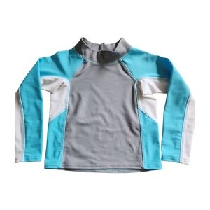L.L.Bean Rashguard Swim Shirt 2T Awua Blue & Gray Long Sleeves